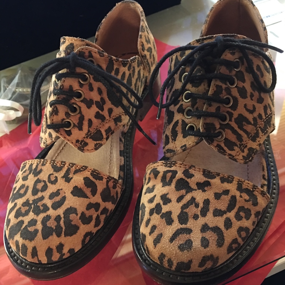 MiniMarket Leopard Suede Cut Out Shoe